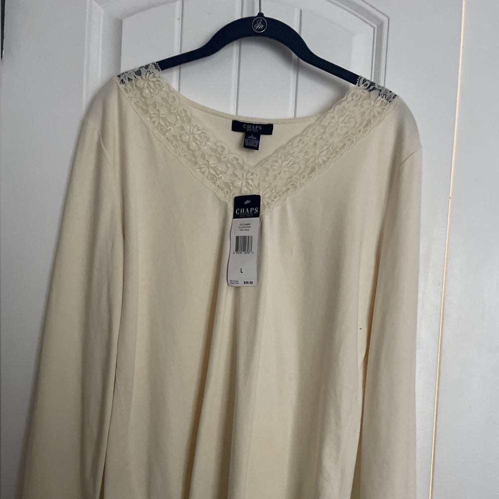Chaps lace tee ivory size large new